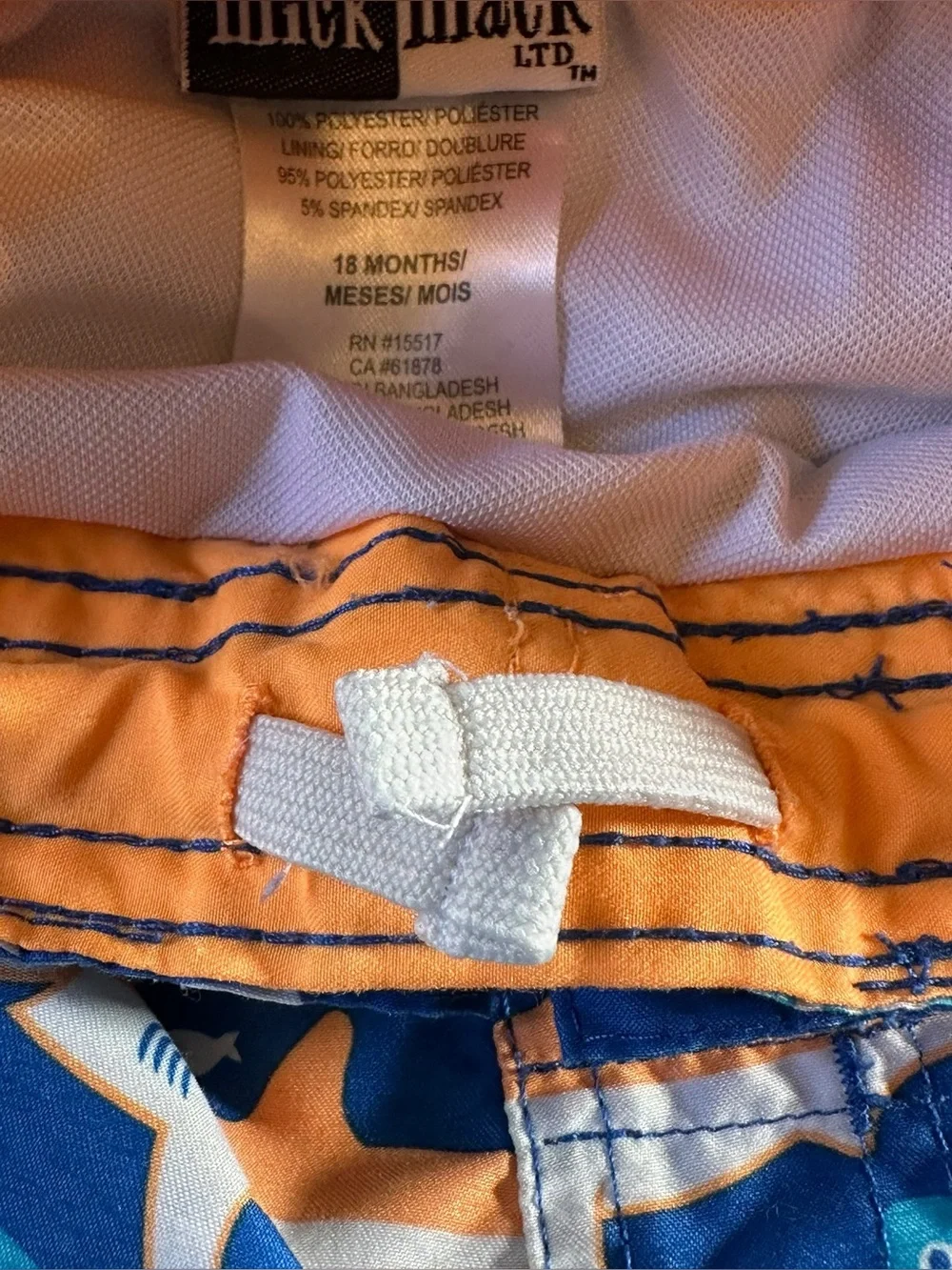 Mick Mack Navy Kids Swim Trunks with Orange Sea Creature Accents 18 Mos